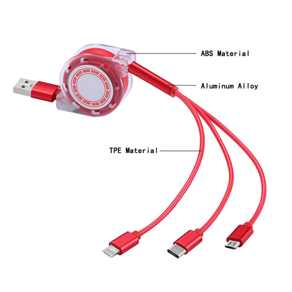 Выдвижной Multi USB зарядный кабель 3 в 1 Зарядное устройство для мобильного телефона Кабель