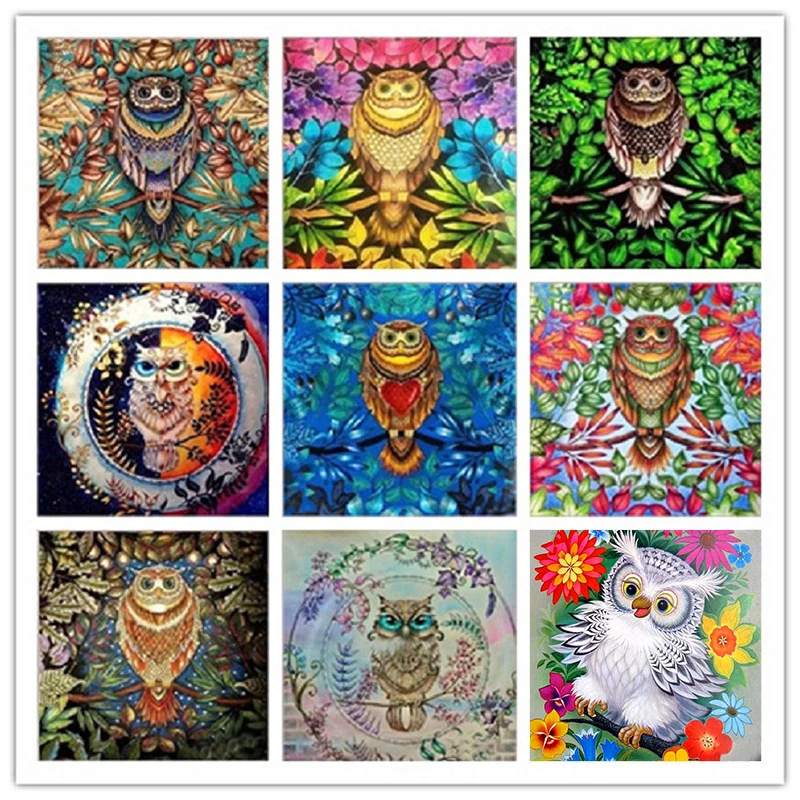 

5D DIY Diamond embroidery Members of the Owl Family Mural cross-stitch diamond mosaic home decoration Diamond painting LXJ