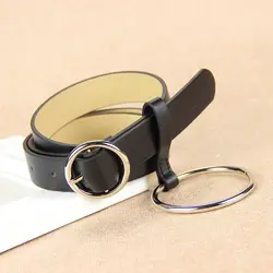 Модные дизайнерские круглый металлический круг ремни черный кожзаменитель иглы пояса серебряной пряжкой контракт cinturones ceinture одежда