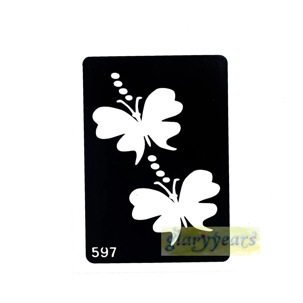 

1pc Flash Black Butterflies Style Women Body Art Kit Henna Temporary Glitter Tattoo Stencil Diamond Powder DIY Tool Template 597