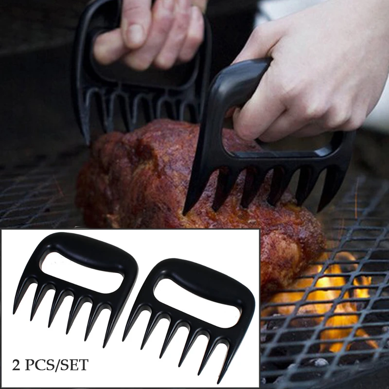2 unids/set nuevas garras de oso pinzas de tenedor de Barbacoa tirar de la carne picado pinza de asado tenedor negro BBQ Set de barbacoa| | - AliExpress
