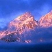 Storm clouds over mountains  Cathedral Group  Teton Range  Grand Teton National Park  Wyoming  USA Poster
