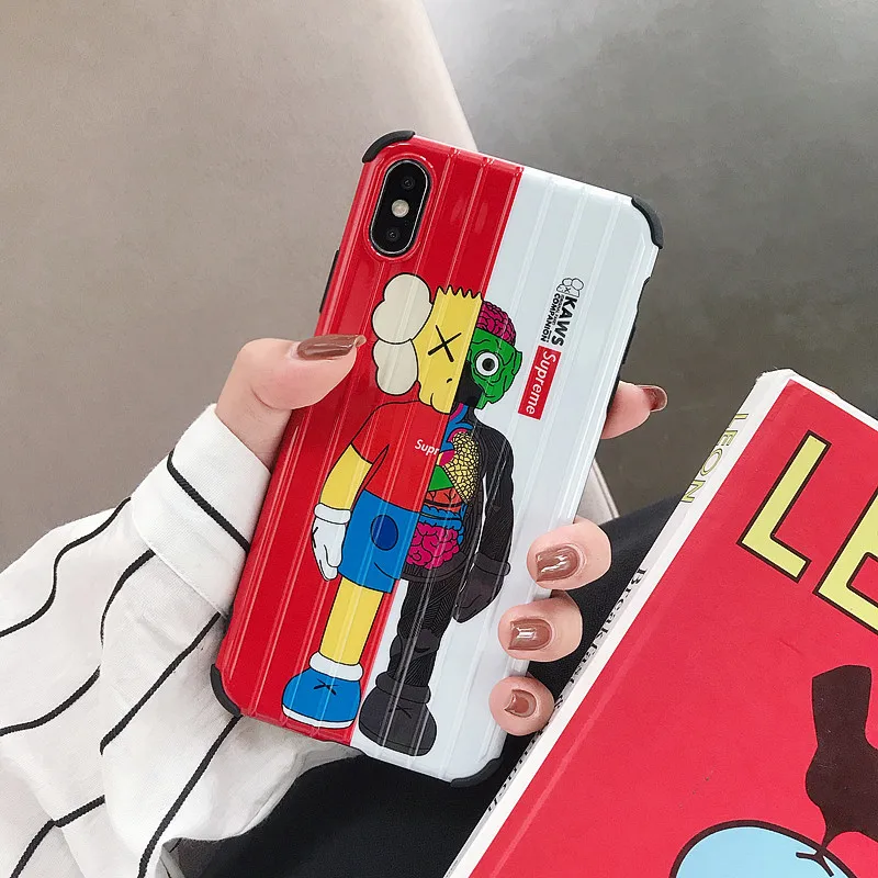 

Suitcase Luggage KAWS toys phone case for iphone 6 7 8 plus X XR XS MAX Popular Super cute Travel Bag Handbag Anti knock Cover