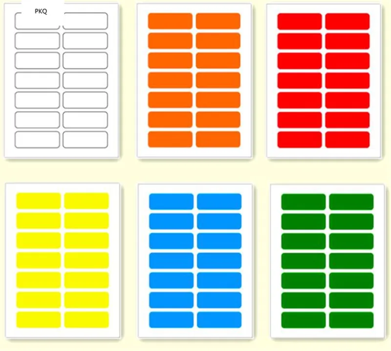 12 листов 13*38 мм Прямоугольник Цвет самоклеящийся ярлык Стикеры записи именная наклейка пустой стикер, офисные и школьные принадлежности