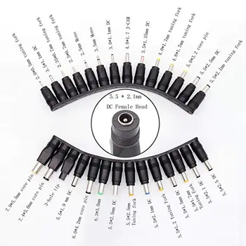 

28pc Universal 5.5 mm x 2.1 mm DC AC Power Adapter Tips Connector for Scooter Hoverboard Ebike Laptop