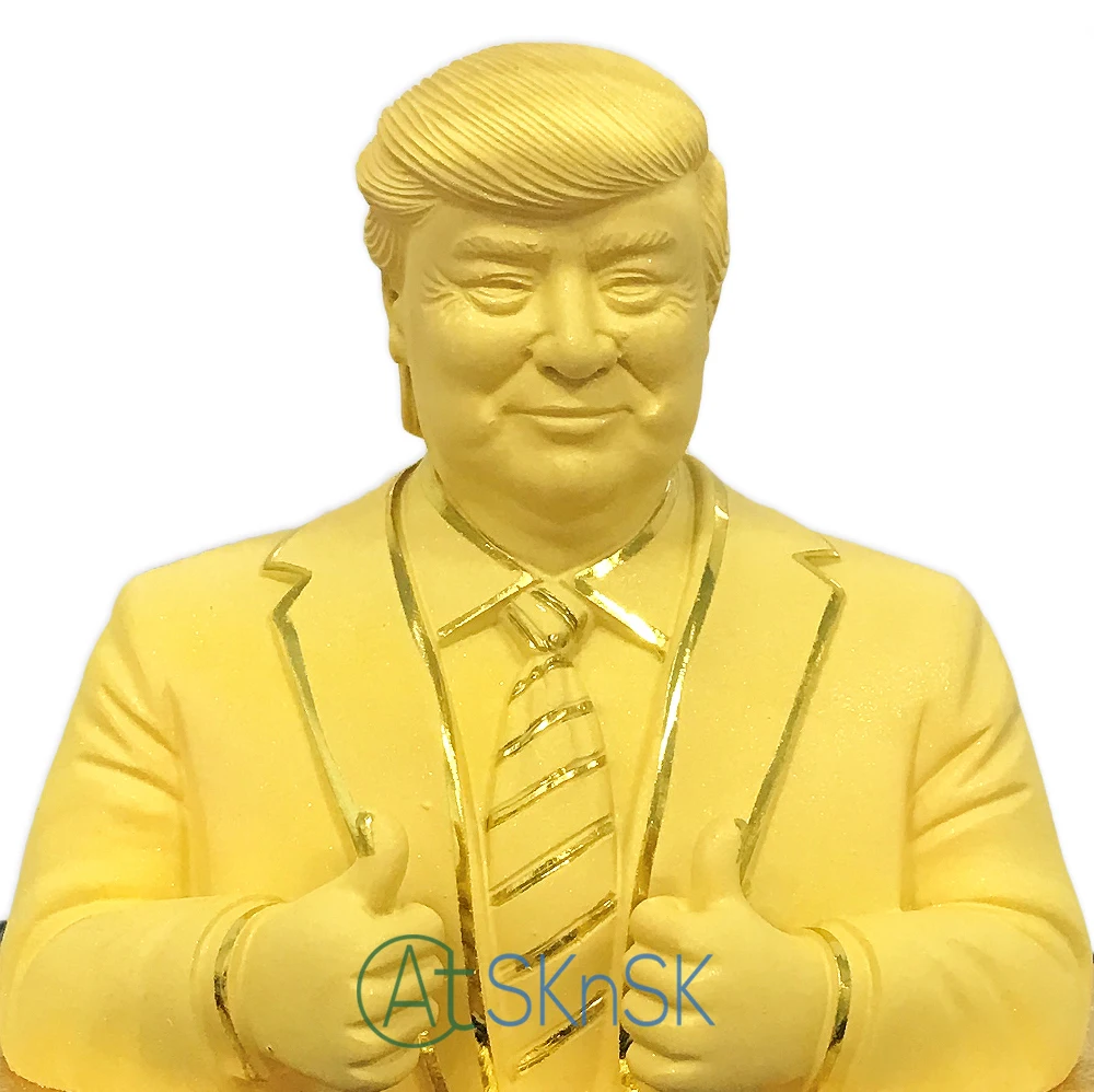 1PC US President Donald Trump Metal Statue Collectibles Gold Plated