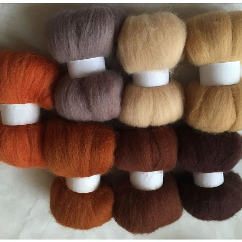 WFPFBEC wolvilt feltro смешанный feutrine naaldvilten lana merino wool fiber roving для игл feling kit doll diy crafa 140 г | Дом