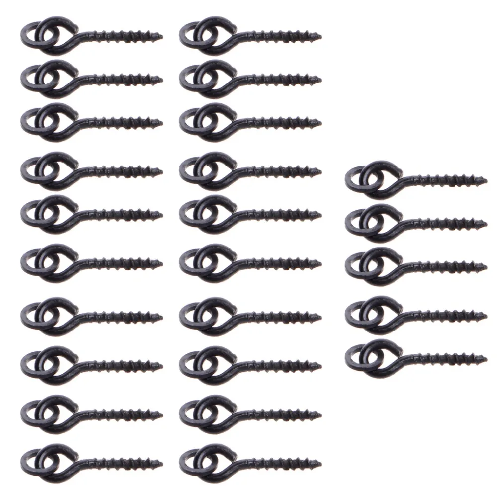 

25pcs13mm Carp Fishing Chod Boilie Screw with Ring Pop Up Peg Pellet Holder Bait Stop Matte Black Terminal Tackle