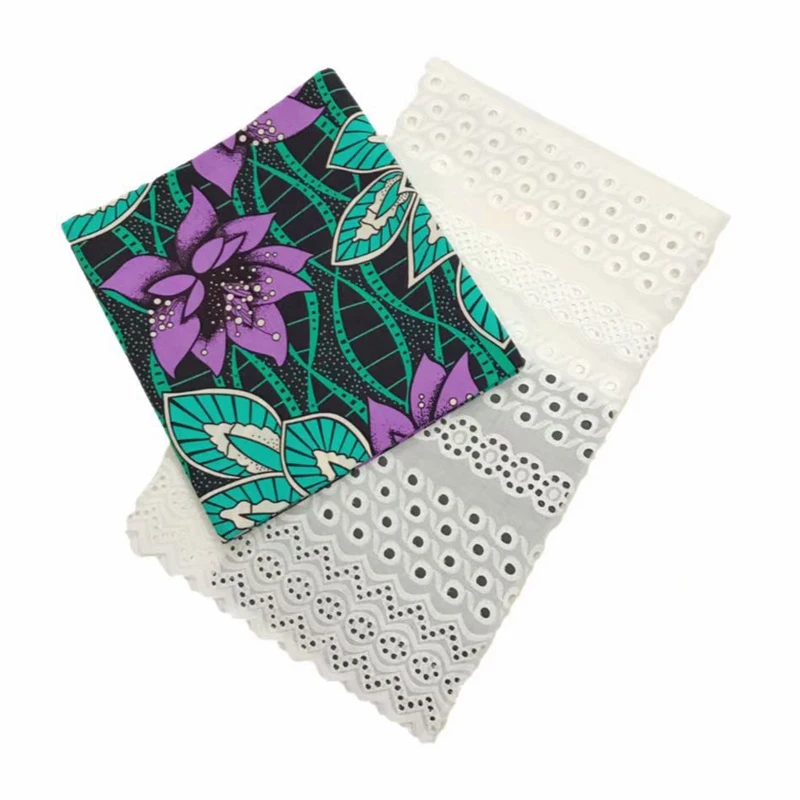 

African Print Fabric Punched Wax Cloth Ankara Fabric 100% Cotton 3 Yards Punch 2.5 Yards Lace Rich Getzner High Quality Fashion