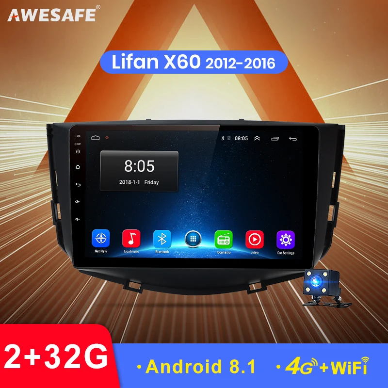 

AWESAFE 2 din Android 8.1 Car Radio Multimedia video player gps navigation For Lifan X60 2012 2013 2014 2016 head unit no DVD