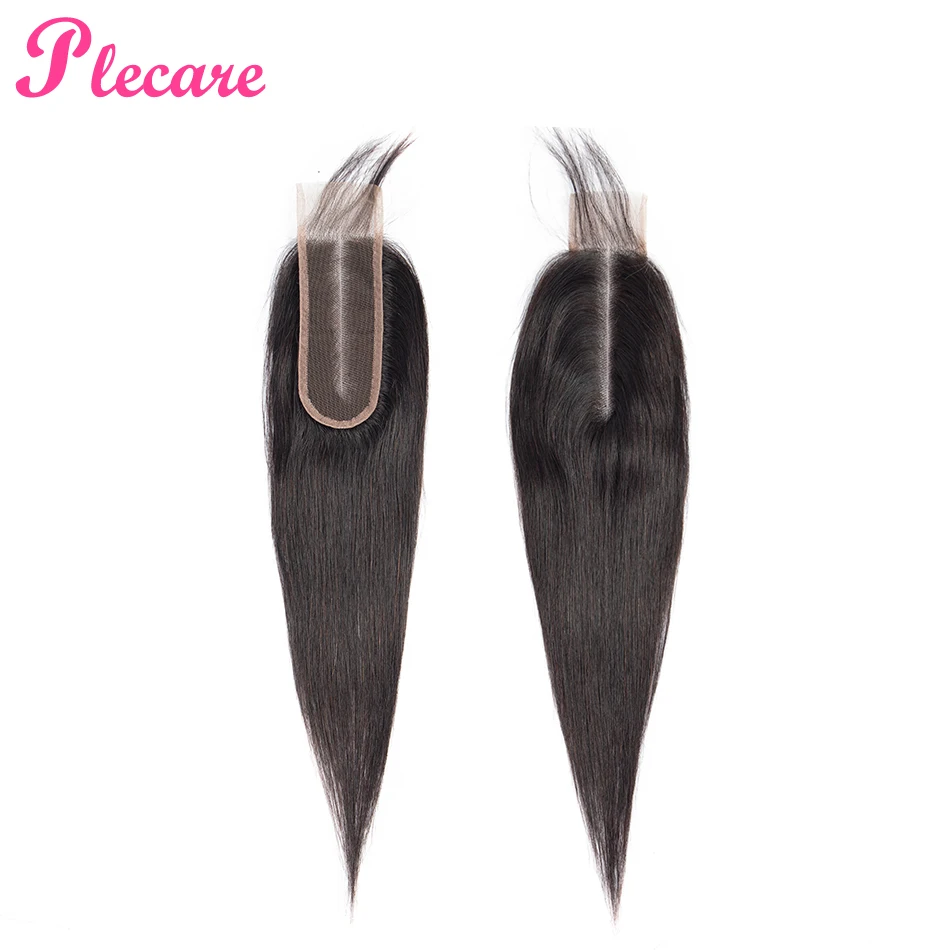 

Plecare Peruvian 2*6 Lace Frontal Closure Straight Human Hair Closure With Baby Hair Non Remy Natural Color Hair Extensions