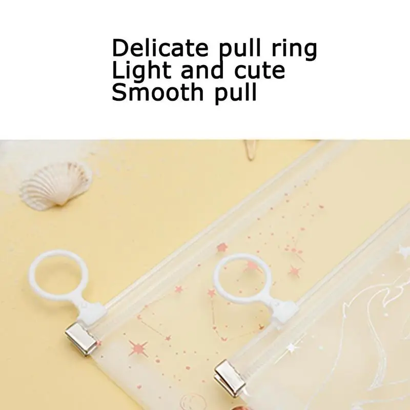 

Kawaii File Folder Simple Small Fresh Paper Bag Office Supplies Stationery Folder Zipper File Bag Translucent Frosted Stationery
