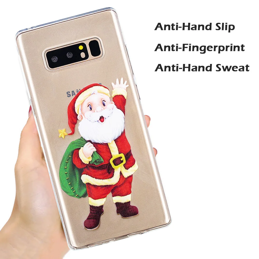 KSAM1002_2_JONSNOW Phone Case For Samsung S8 S9 Cartoon Christmas Painted Clear Soft Cases for Note 8 Note 9 S9 Plus Back Cover