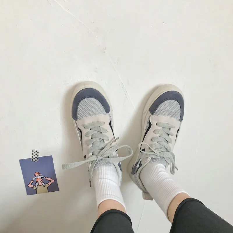 Vulcanizados da Moda Sapatos de Lona Planos de Malha de ar para Mulheres Sapatos Casuais Femininos Primavera Verão Respirável Tênis