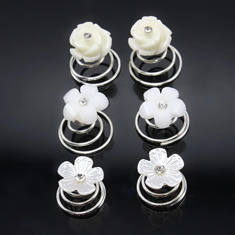 12pcs Twist Flower Hair Spin Bridesmaid Pins Fashion Popular Tiara