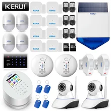 KERUI W2 wifi GSM PSTN беспроводная домашняя система охранной сигнализации DIY комплект с автоматическим циферблатом+ дымовая сигнализация+ наружная Солнечная Сирена+ ip-камера