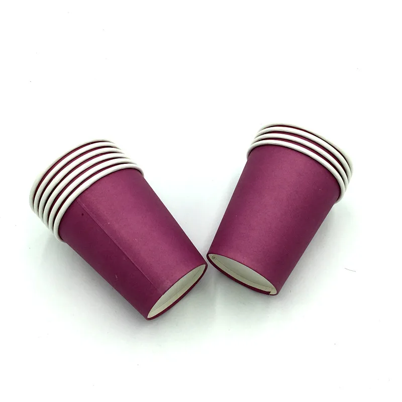 10 шт./лот, однотонные стаканчики, детские принадлежности для дня рождения, однотонные бумажные стаканы, вечерние стаканы для дня рождения - Цвет: deep purple