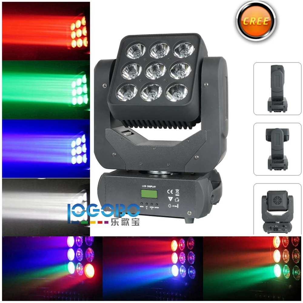 Free Shipping Led Beam Matriz de leds Moving Head Light 9x10W RGBW 4in1