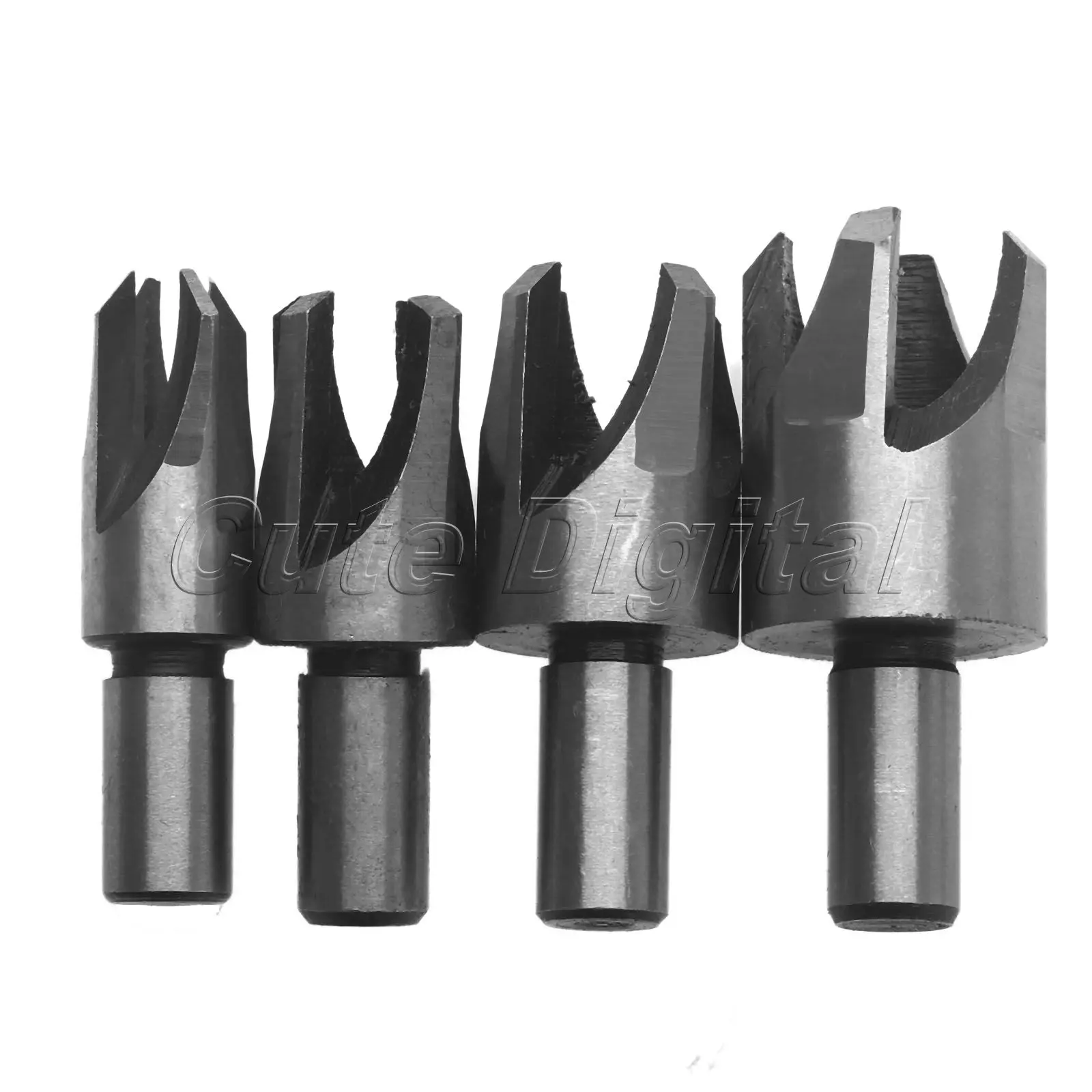 4Pc Wood Plug Hole Cutter Cutting Dowel Maker Worktop Woodworker Cutter Drill Carbon Steel Drill Bit Set 5/8" 1/2" 3/8" 1/4"