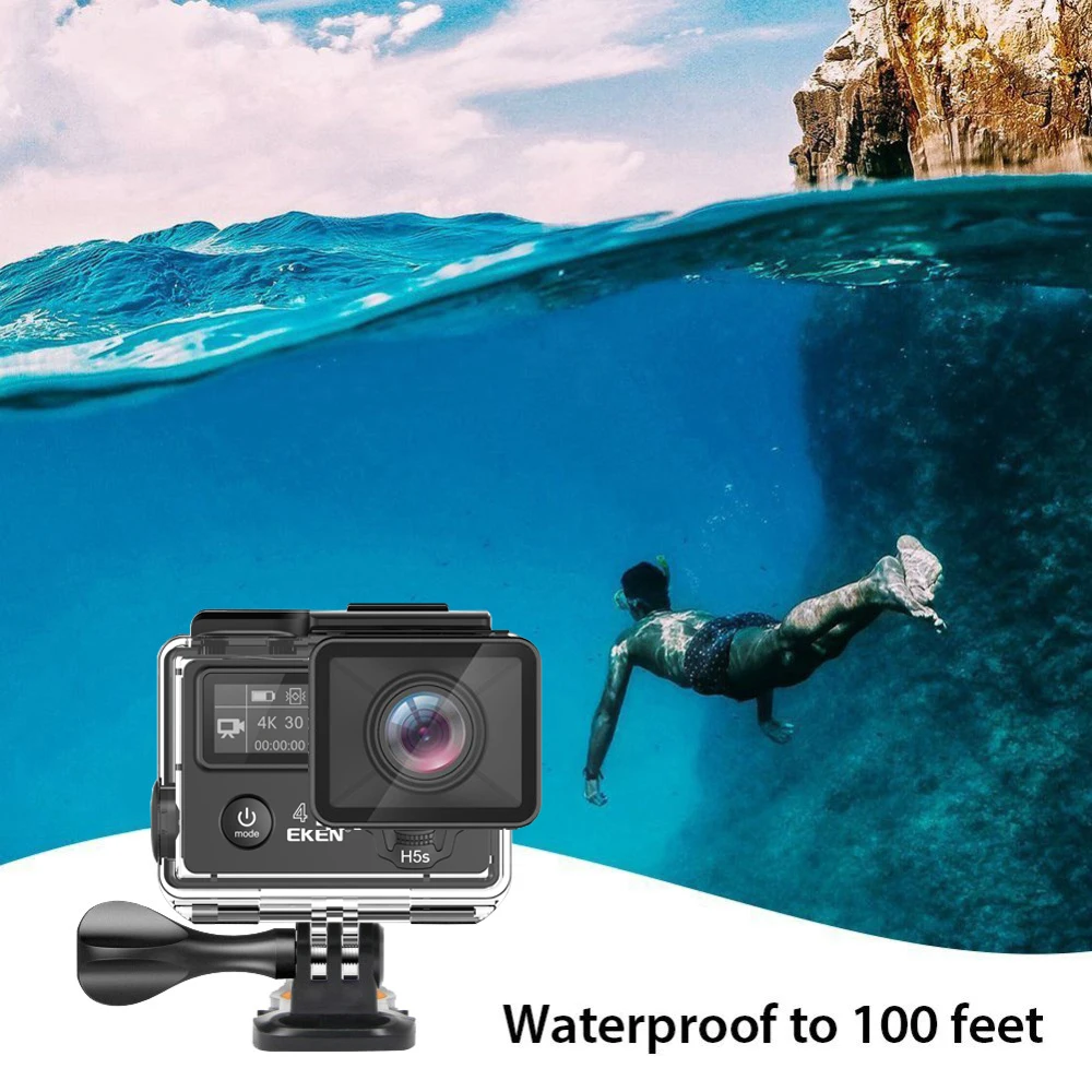 Экшен камера EKEN H5S Plus Ultra HD с сенсорным экраном Ambarella A12 EIS 4 k/30fps 720 p/200fps 30M