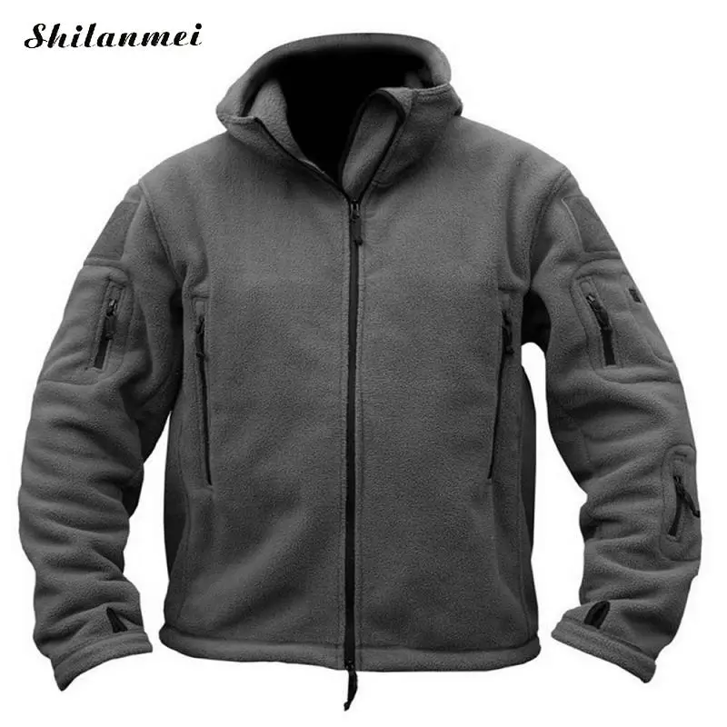 

Men Sportswear Hiking Jackets Thermal Hunt Camping Jackets with Siamese Cap Military Tactical Outdoor Softshell Fleece Coats