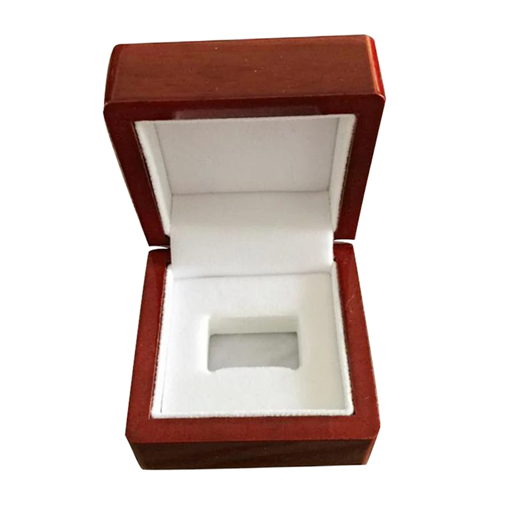 MagiDeal Championship Big Heavy Ring Display Wood Box Single Hole Wine Red Mini Travel Portable Size 65x65x50mm
