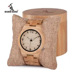 Бобо птица мужские часы деревянные бамбуковые кварцевые мужские часы со светящимися руками с полной бамбуковой лентой в подарочной