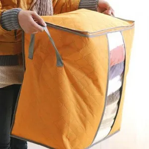 

Large multi Colored Storage Bag Portable Organizer Non Woven Underbed Pouch Storage Bag Box Bamboo Clothing Storage Bag Smile
