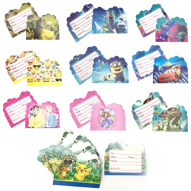 10pcs pokemon theme party paper invitation card birthday party invitations card for birthday
