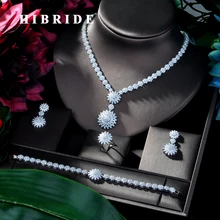 HIBRIDE модный кубический циркон кристалл 4 шт. Ювелирная цепочка свадебный набор для женщин Свадебная вечеринка, Африканский бисер ювелирный набор N-111