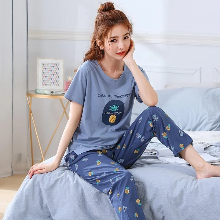 cute pjs Spring Women Pajamas Short Sleeve Pijama Female Pajama Set 5XL Pyjamas Cotton Pajamas For Women Sleepwear Homewear Sleep Lounge cute pajamas for women Pajama Sets