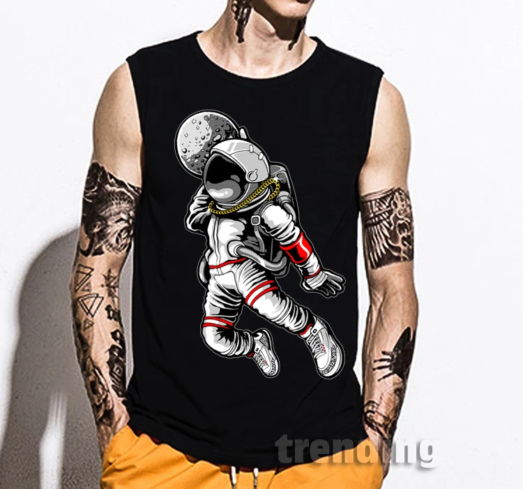 

Fashion cotton Man women boy air austronaut dunking Summer Street hip hop concert sleeveless Top tee vest tank top
