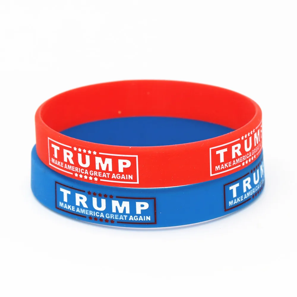 

LUKENI 2PC Fashion Make America Great Again Trump Silicone Wristband Red Blue Rubber Power Bracelets&Bangles Jewelry Gift SH177