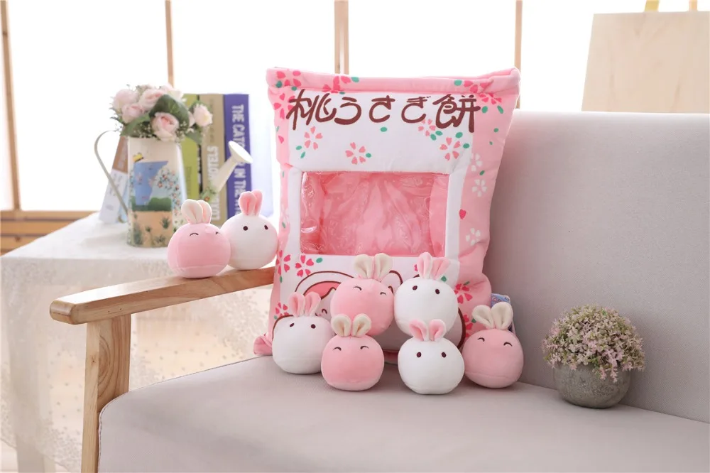 Color : 3 pcs Rabbit, Size : About 50x40cm A Bag of 8pcs Mini Mouse Cat Unicorn Plush Toys for Children Cartoon Pillow Japan Anime Figure Creative Gift for Kids Or Her
