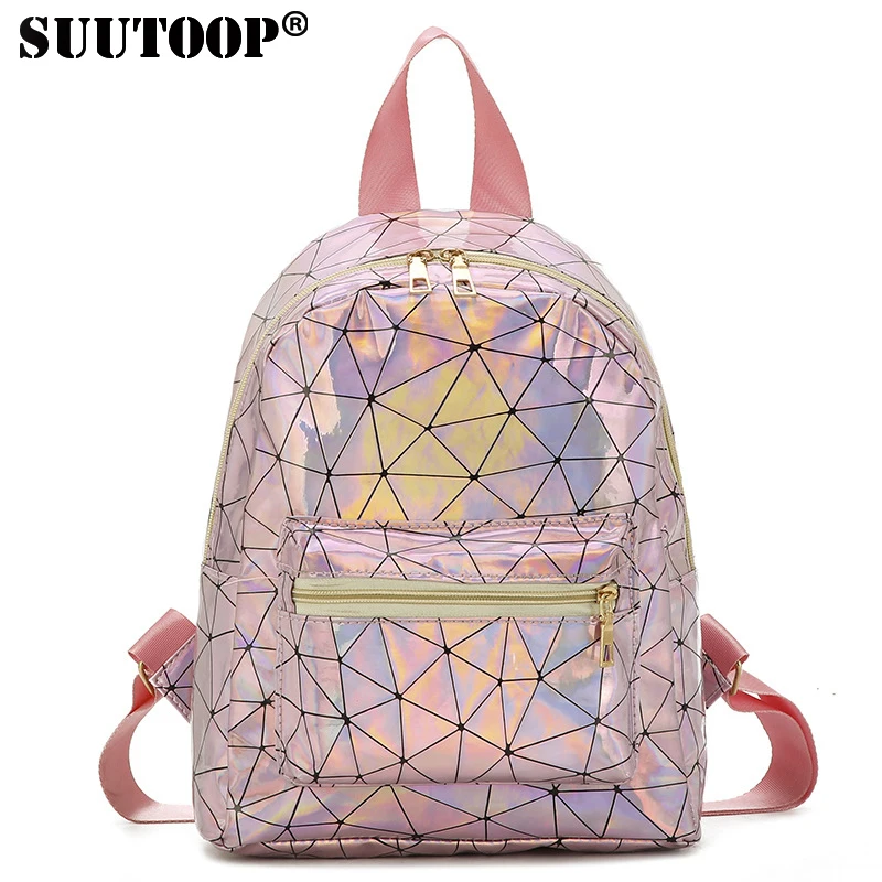 

2019 Holographic Laser Small Women Bag New Female Travel Backpack Female Book Schoolbags Fashion Mochila Mini School Bag Packs