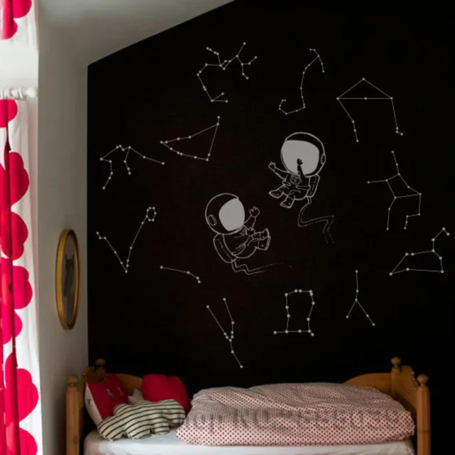 Two Astronauts With Constellations Wall Decals Stars Decal Kids Two Astronauts With Constellations Wall Decals Stars Decal Kids Nursery Diy Stickers Constellation Murals Home