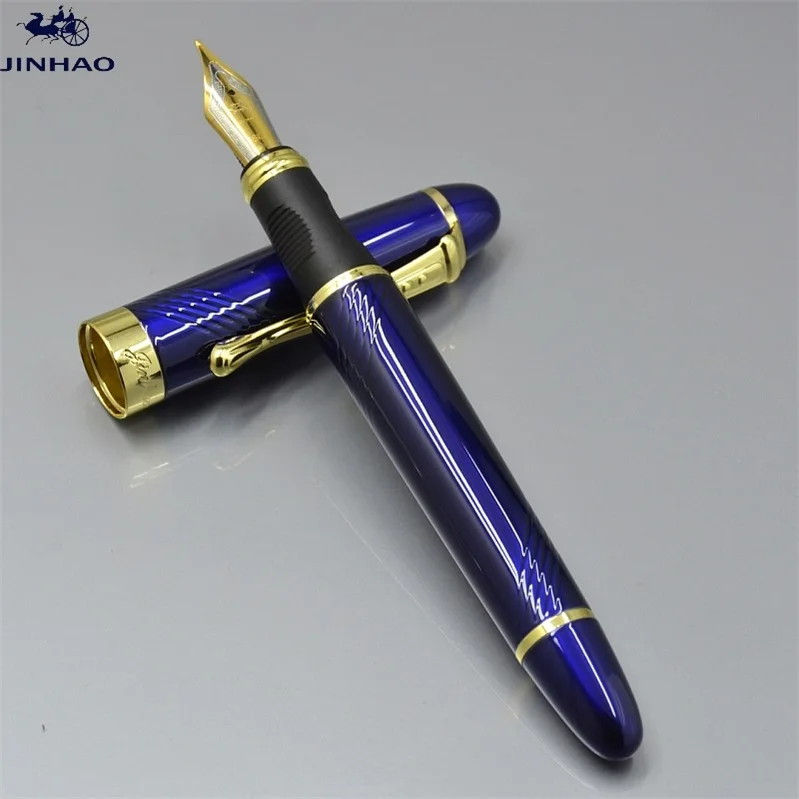 Классический JINHAO X450 спираль синий металлическая авторучка с золотой зажим канцелярские товары торговой марки чернила для письма ручки школьные принадлежности Мб