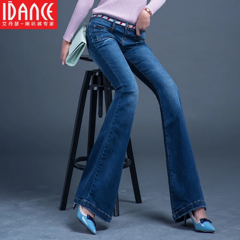 spring women s 100 bell bottom jeans cotton jeans waist of trousers color block boot cut