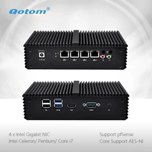 Qotom Q300G4 Fanless Mini PC with WiFi Celeron Pentium Core Pfsense Router Firewall Linux 4 Gigabit