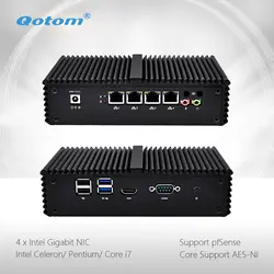 Qotom-Q300G4 безвентиляторный Мини-ПК с Wi-Fi Celeron/Core i3/i5 pfsense AES-NI маршрутизатор брандмауэра Linux 4 LAN PC сервер настольный компьютер