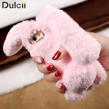for iPhone 6s fundas Bag Cover Cute Cases Rabbit Bunny Warm Furry Fur Phone Case for iPhone 6 6s Plus iPhone 7 7 Plus SE Coque