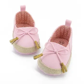 

New Kids Baby Girls Soft Soled Bowknot Crib Shoes Toddler Canvas Prewalker 0-18M