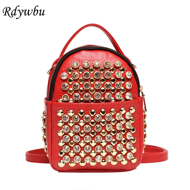 Rdywbu متعددة الوظائف صغيرة على ظهره المرأة الربيع الأزياء برشام السفر حقيبة البسيطة كامل ترصيع حقيبة مدرسية بو الجلود Bolsas B649 Rdywbu متعددة الوظائف صغيرة على ظهره المرأة الربيع الأزياء برشام السفر حقيبة البسيطة كامل ترصيع حقيبة مدرسية بو الجلود Bolsas B649