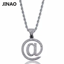 JINAO золото/серебро цвет покрытием Iced Out Micro Pave кубический циркон@ письмо кулон ожерелье хип-хоп рок ювелирные изделия для мужчин и женщин
