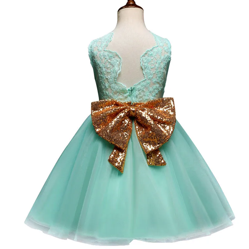 Платье для маленьких девочек с золотыми блестками и бантом Детские платья принцессы для девочек, От 1 до 5 лет-пачка, наряд для дня рождения брендовая одежда для маленьких девочек