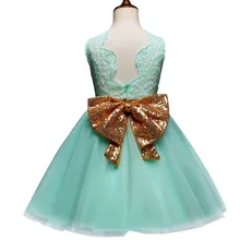 Платье для маленьких девочек с золотыми блестками и бантом Детские платья принцессы для девочек, От 1 до 5 лет-пачка, наряд для дня рождения брендовая одежда для маленьких девочек