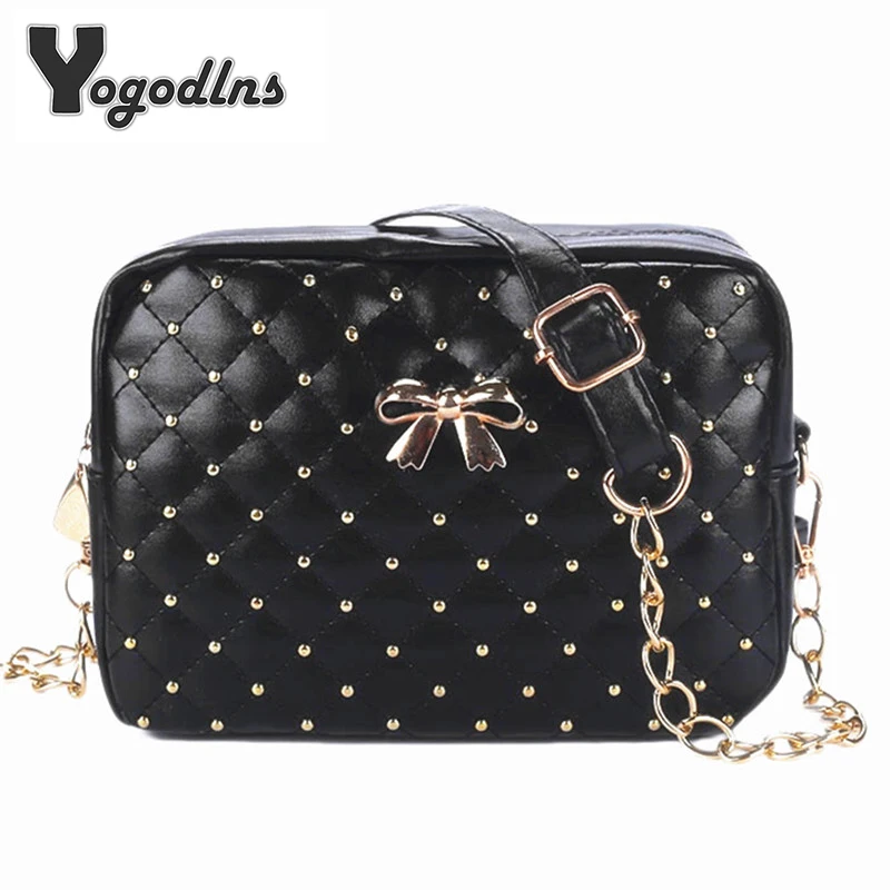 2018 Summer Fashion Women Messenger Bags Rivet Chain Shoulder Bag PU Leather Crossbody Quiled Crown bags 2018 Summer Fashion Women Messenger Bags Rivet Chain Shoulder Bag PU Leather Crossbody Quiled Crown bags