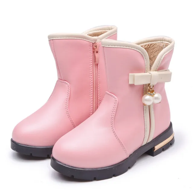 Xinfstreet Girls Boots Leather Cute Little Kids Boots For Girls Solid ...