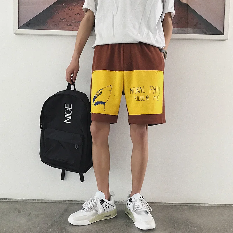 Летние новые свободные шорты большого размера с пятью точками, повседневные шорты Харадзюку, уличная одежда