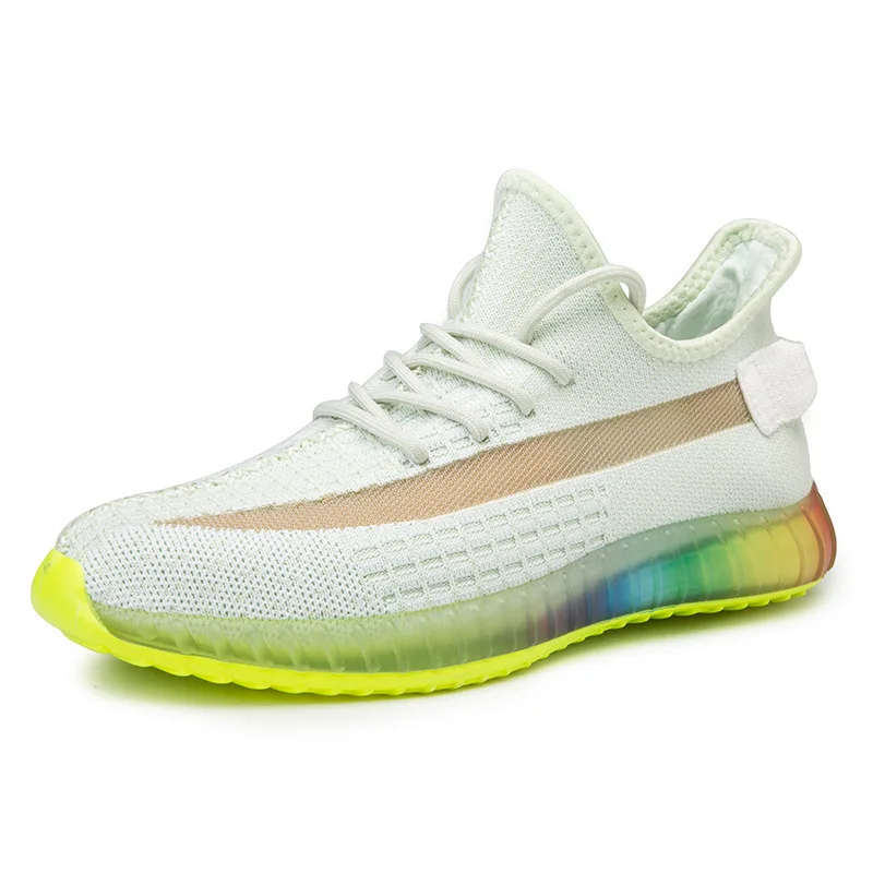 2019 Hot Transparent Bottom Coconut Shoe Male Motion Tide Shoes Flying Weaving Male Shoe Ventilation Running Shoes Nice Shoes